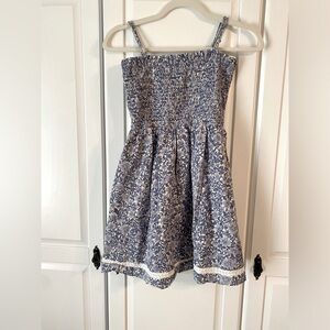 Blue and White Floral American Eagle Ruched Sun Dress XS